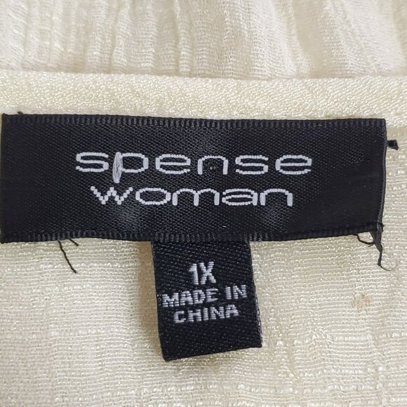 Spense Womens Sheer Gauzy Cottagecore Top Size 1X Ivory Bohemian Lightweight - Picture 4 of 12